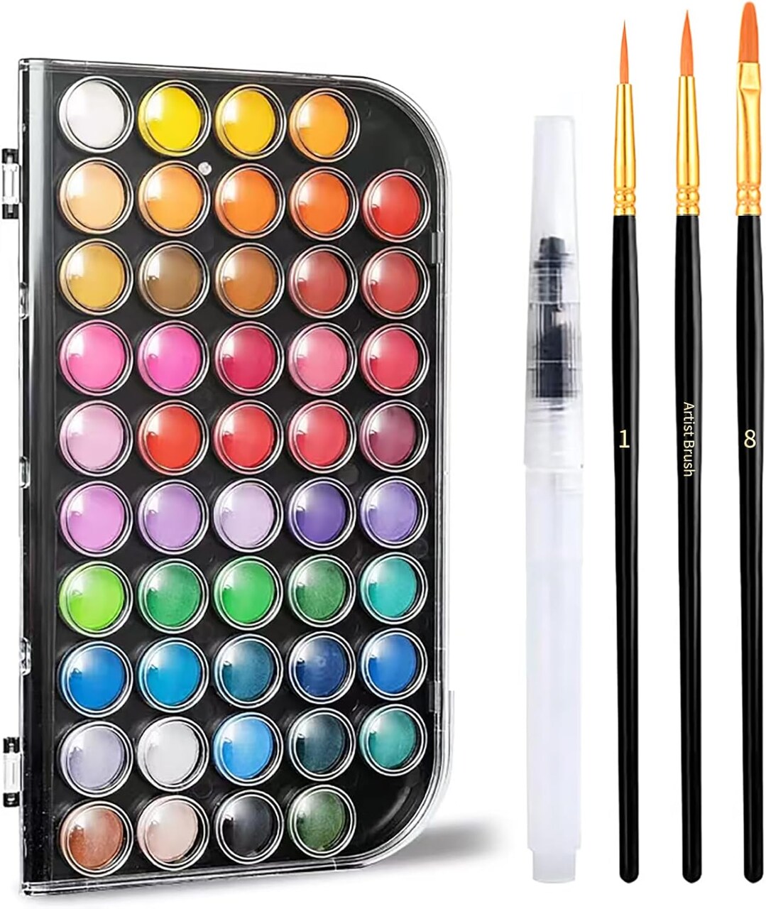 Watercolor Paint,48 Colors Washable Watercolor Paint Set With Brush, Refillable Water Brush Pen, Palette, and Water-Washable Paints for Kids